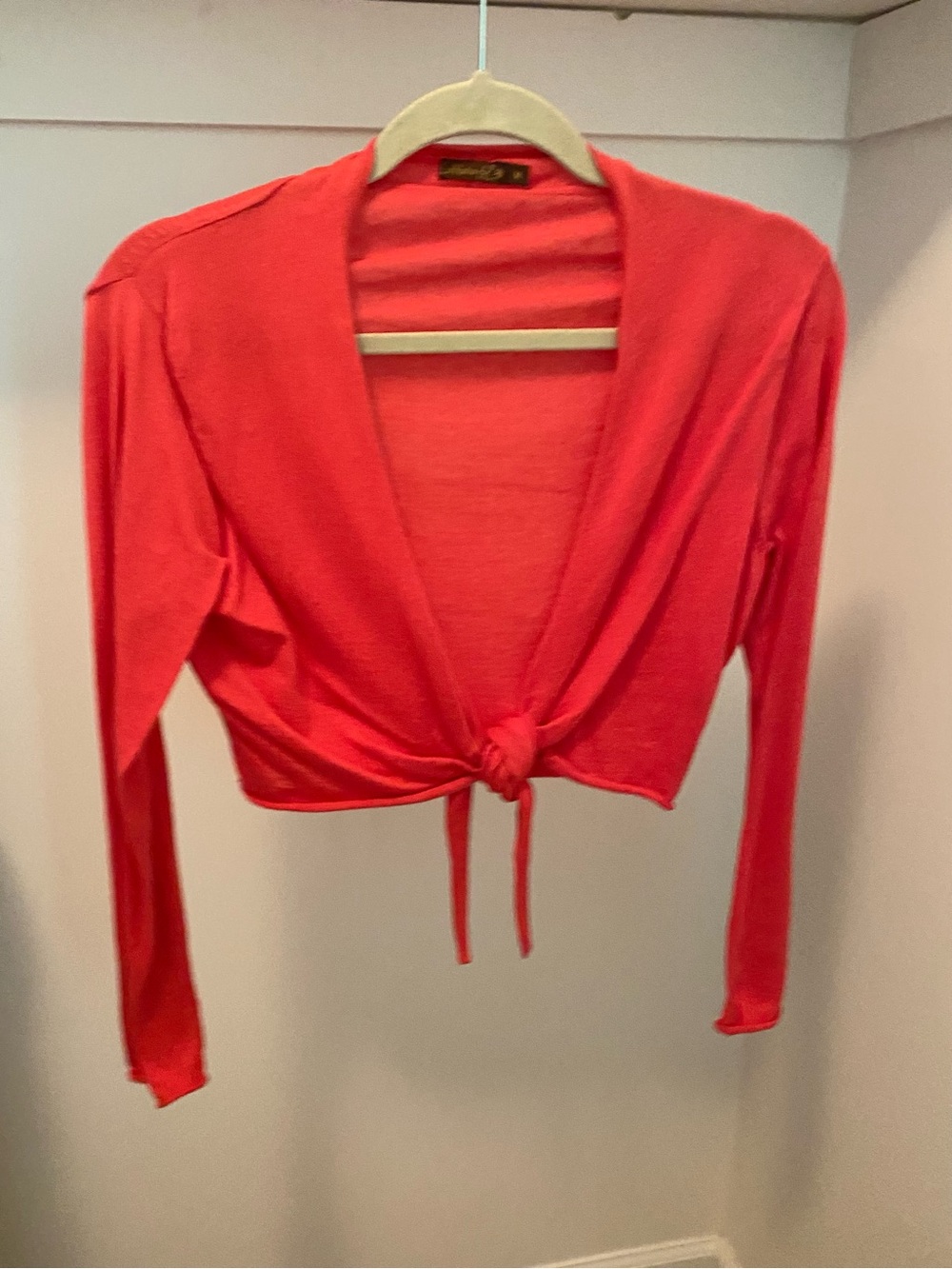 Women’s Coral Tie-Front Long Sleeve Top